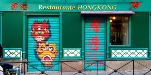 Graffiti en restaurante chino.