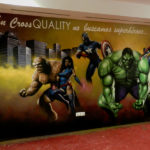 Graffiti profesional de superhéroes en Box de Crossfit