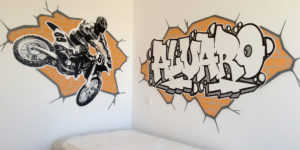 Graffiti profesional en habitación juvenil de Segovia