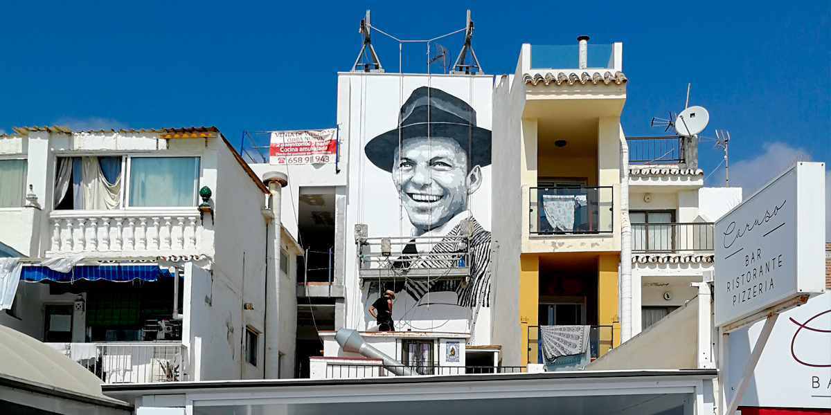 Graffiti mural de Frank Sinatra en Torremolinos