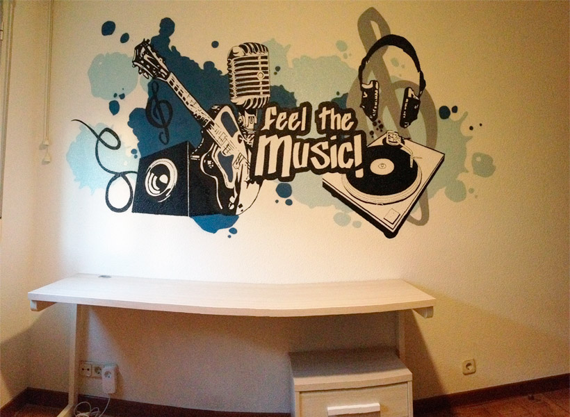 Graffiti en habitación de música.